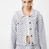 Momokrom Outerwear Checkerboard Cropped Denim Jacket
