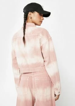 Momokrom Outerwear Pink Tones Tie Dye Boxy Denim Jacket