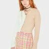 Momokrom Pink Plaid Denim Mini Skirt