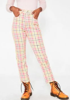 Momokrom Bottoms Plaid Cropped Jeans