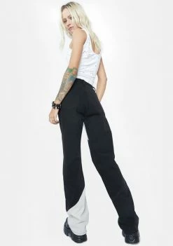 Momokrom Color Block Mid Rise Wide Leg Jeans
