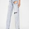 Momokrom Bottoms Distressed Split Hem Straight Leg Jeans
