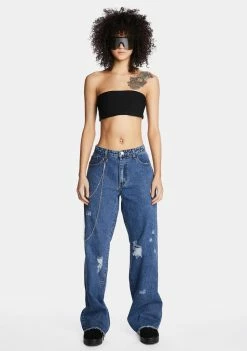 Momokrom Mid Rise Distressed Boyfriend Jeans