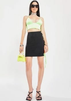 Momokrom Neon Green Tie Back Satin Top Tops 9 Momokrom Neon Green Tie Back Satin Top Tops
