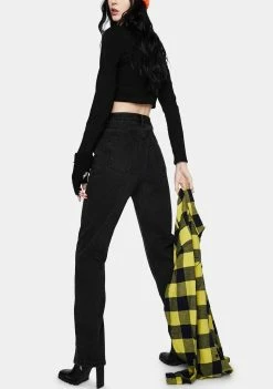 Momokrom Washed Black Slim Jeans With Front Slits