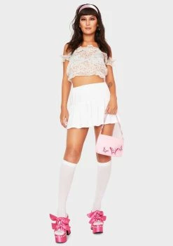 Momokrom Tops Floral Off The Shoulder Crop Top