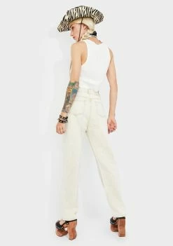 Momokrom Khaki Grey Wide Leg Jeans