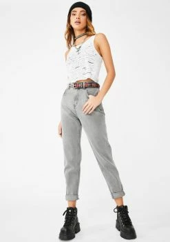 Momokrom Grey Wash Denim Mom Jeans