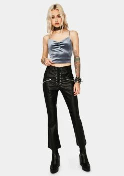 Momokrom Blue Velvet Ruched Cami Tank Top Tops 11 Momokrom Blue Velvet Ruched Cami Tank Top Tops