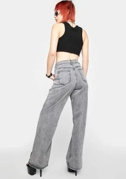 Momokrom Washed Grey Wide Leg Baggy Pants