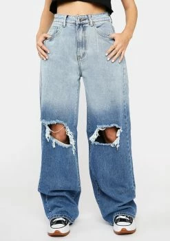 Momokrom Dip Dye Baggy Wide Leg Jeans