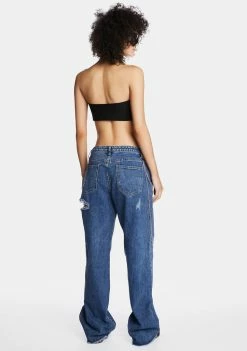 Momokrom Mid Rise Distressed Boyfriend Jeans