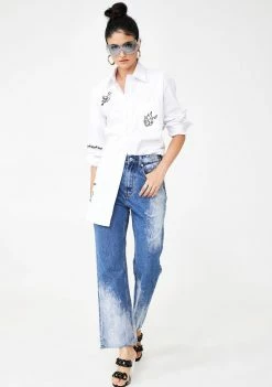 Momokrom Bleached Straight Leg Jeans Bottoms 9 Momokrom Bleached Straight Leg Jeans Bottoms