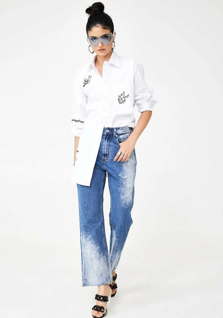 Momokrom Bleached Straight Leg Jeans Bottoms 6 Momokrom Bleached Straight Leg Jeans Bottoms