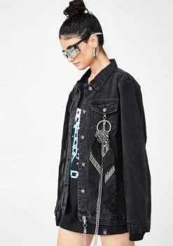 Momokrom Zip Sleeve Black Denim Jacket