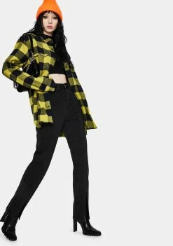 Momokrom Washed Black Slim Jeans With Front Slits