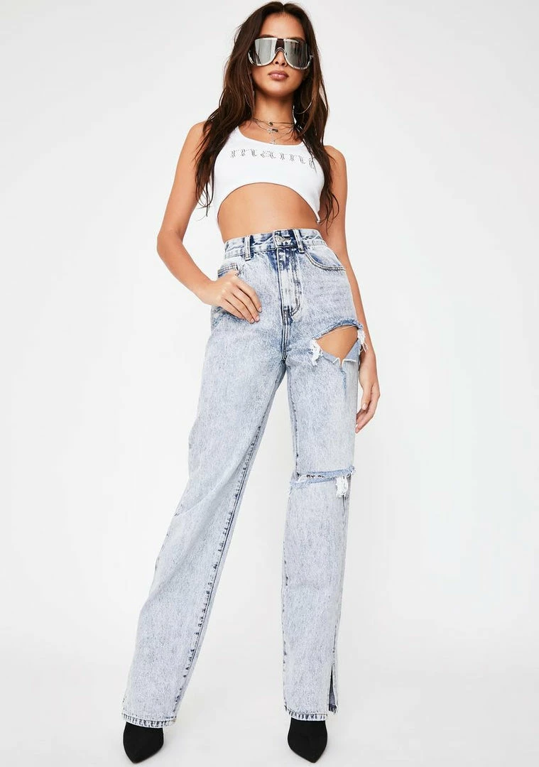 Momokrom Bottoms Distressed Split Hem Straight Leg Jeans 5 Momokrom Bottoms Distressed Split Hem Straight Leg Jeans