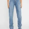 Momokrom Vintage Wash Raw Hem Straight Leg Jeans