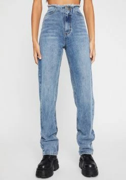 Momokrom Vintage Wash Raw Hem Straight Leg Jeans