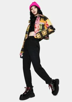 Momokrom Washed Black Mom Jeans Boyfriend Jeans