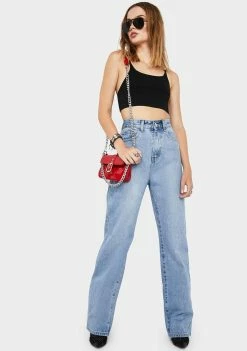 Momokrom Mid Blue Loose Fit Straight Leg Jeans