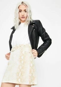 Momokrom Bottoms Brown Snake Belted Mini Skirt