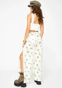 Momokrom Side Slit White Floral Trousers