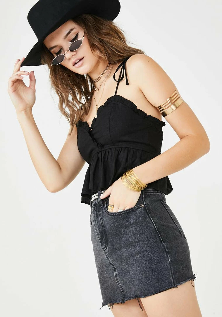 Momokrom Washed Raw Hem Denim Skirt 4 Momokrom Washed Raw Hem Denim Skirt