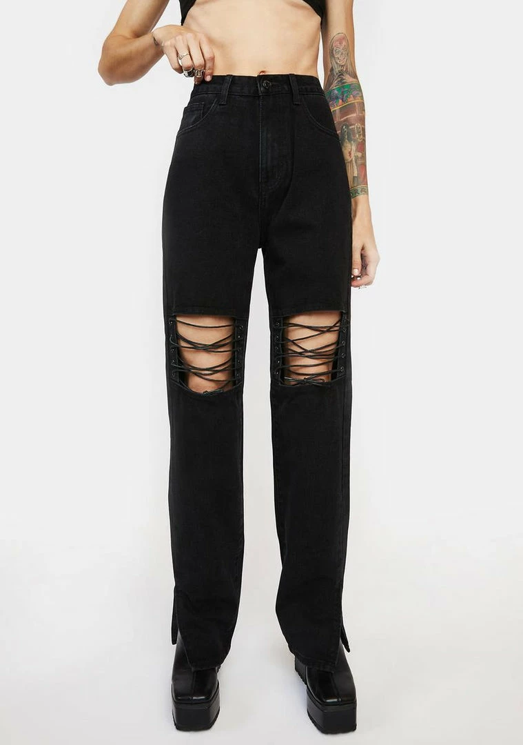 Momokrom Straight Leg Distressed Mom Jeans 3 Momokrom Straight Leg Distressed Mom Jeans