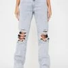 Momokrom Baggy Distressed Knee Denim Jeans Bottoms 2 Momokrom Baggy Distressed Knee Denim Jeans Bottoms