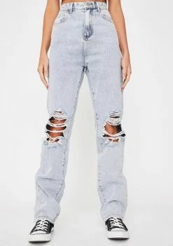 Momokrom Shop 23 Momokrom Baggy Distressed Knee Denim Jeans Bottoms