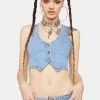 Momokrom Fitted Denim Waistcoat Tank Crop Top