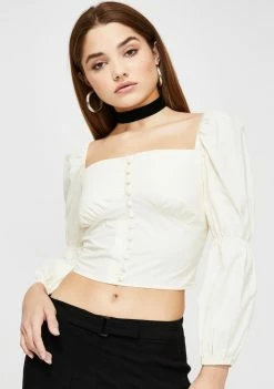Momokrom Tops Puff Sleeve Crop Top