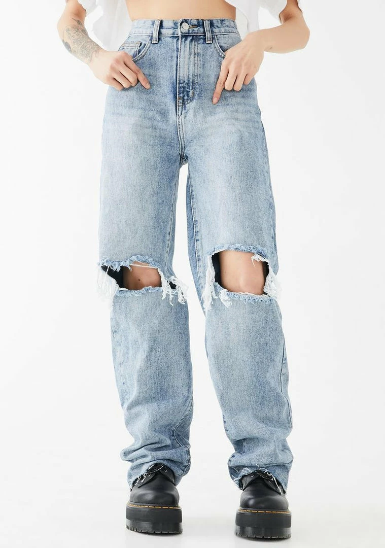 Momokrom Bottoms Straight Leg Distressed Denim Jeans 3 Momokrom Bottoms Straight Leg Distressed Denim Jeans