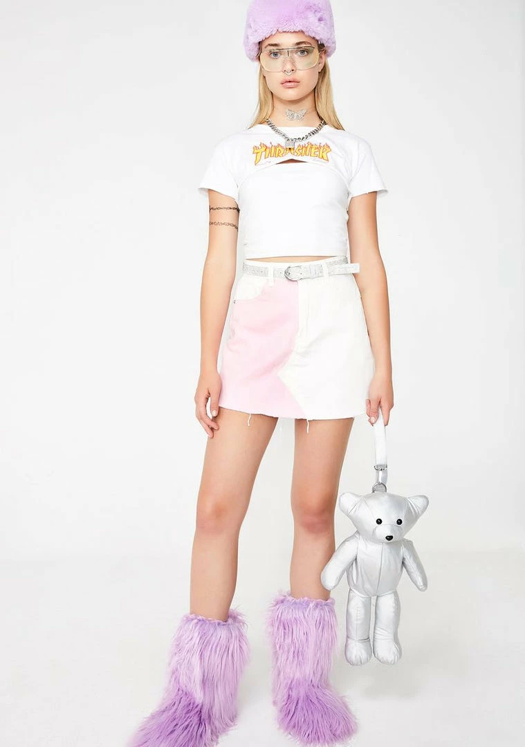 Momokrom Pink N' White Denim Skirt Bottoms 7 Momokrom Pink N' White Denim Skirt Bottoms