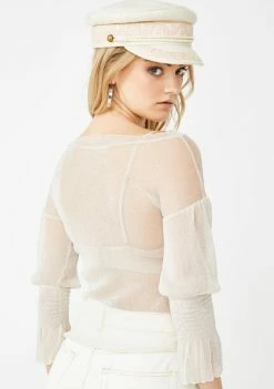 Momokrom Creamy Glitter Cinched Sleeve Top