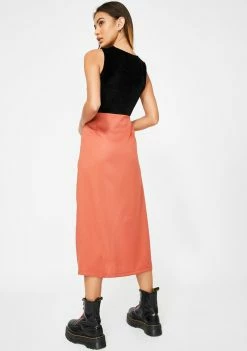 Momokrom Rust Side Split Midi Skirt Bottoms 9 Momokrom Rust Side Split Midi Skirt Bottoms