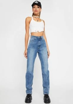 Momokrom Vintage Wash High Waist Straight Jeans