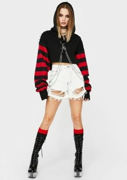 Momokrom Bottoms Off White Distressed Hem Denim Shorts