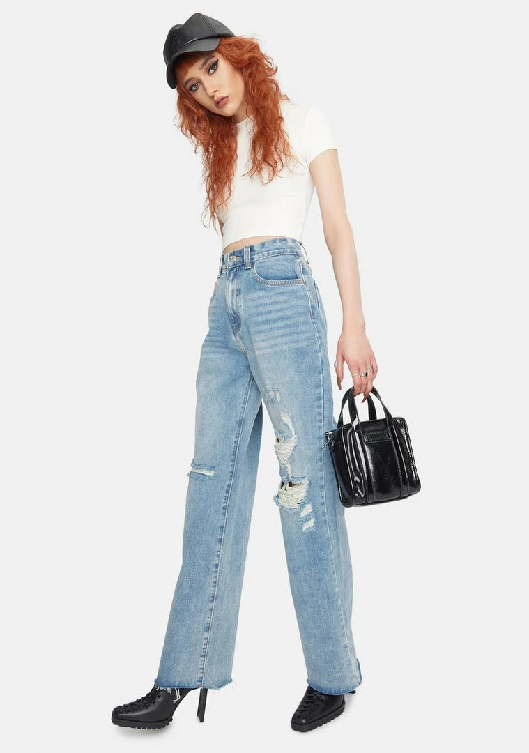 Momokrom Vintage Wash Distressed Wide Leg Jeans 5 Momokrom Vintage Wash Distressed Wide Leg Jeans