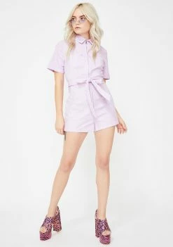 Momokrom Pink Zip-Up Tie Waist Romper