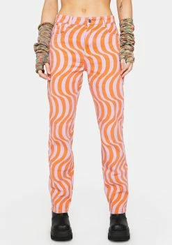 Momokrom Shop 11 Momokrom Swirl Abstract Mid Rise Straight Leg Jeans Boyfriend Jeans