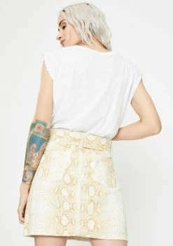 Momokrom Bottoms Brown Snake Belted Mini Skirt 9 Momokrom Bottoms Brown Snake Belted Mini Skirt