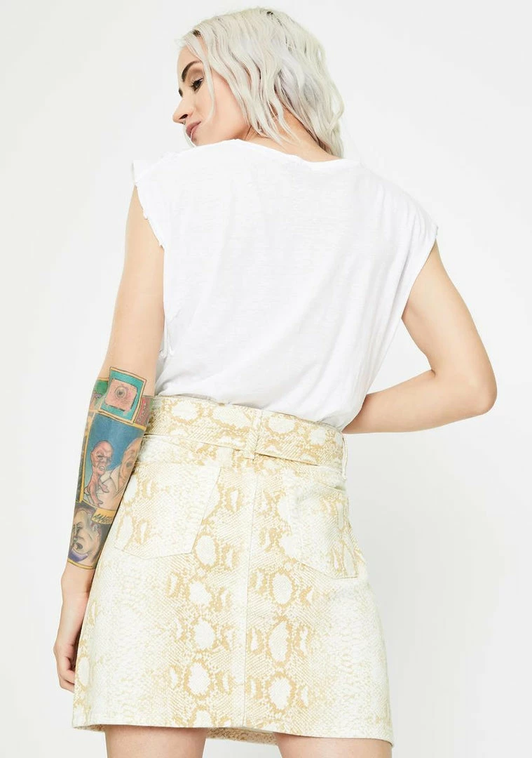 Momokrom Bottoms Brown Snake Belted Mini Skirt 6 Momokrom Bottoms Brown Snake Belted Mini Skirt