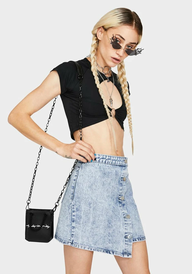 Momokrom Ice Blue Wrap Denim Skirt 4 Momokrom Ice Blue Wrap Denim Skirt