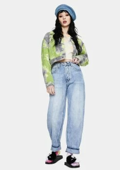 Momokrom Light Wash Baggy Boyfriend Jeans Bottoms