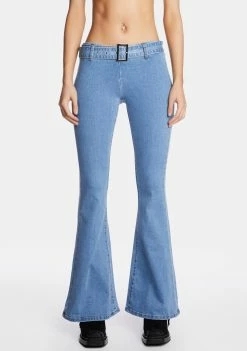 Momokrom Flares Low Rise Belted Flare Jeans