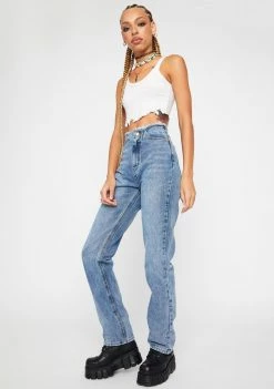 Momokrom Vintage Wash Raw Hem Straight Leg Jeans