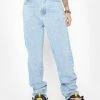 Momokrom Bottoms Light Wash Straight Leg Bum Rip Jeans