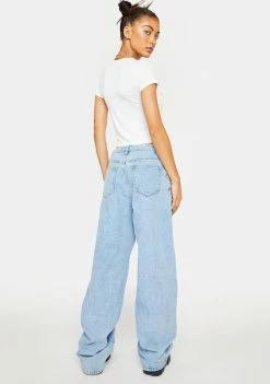 Momokrom Relaxed Fit Chain Up High Rise Jeans Boyfriend Jeans